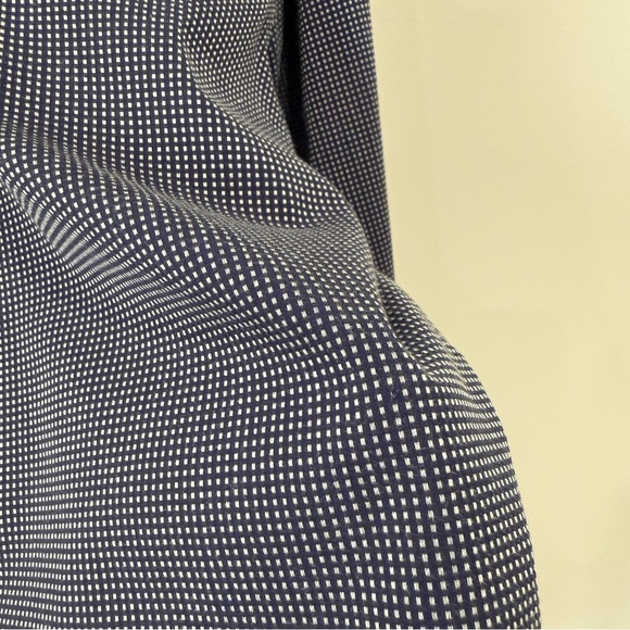 Calibrate Trim Fit Navy and White Checkered Men's Dress Shirt 16 - Picture 8 of 17